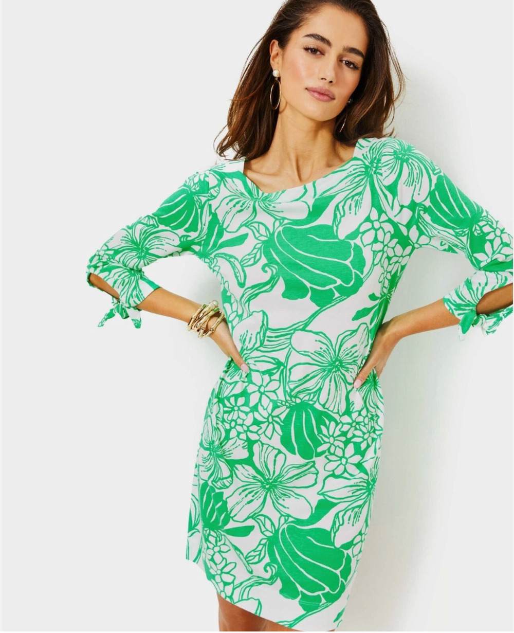 Lilly Pulitzer Lidia Dress XXS NWOT Kiss My Tulips Green Coastal Floral Shift